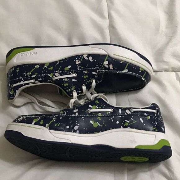 Echo Women’s Rare Red Boat Blue|Green Hoover Splatter Loafer Shoes Sz 9 - Picture 3 of 8